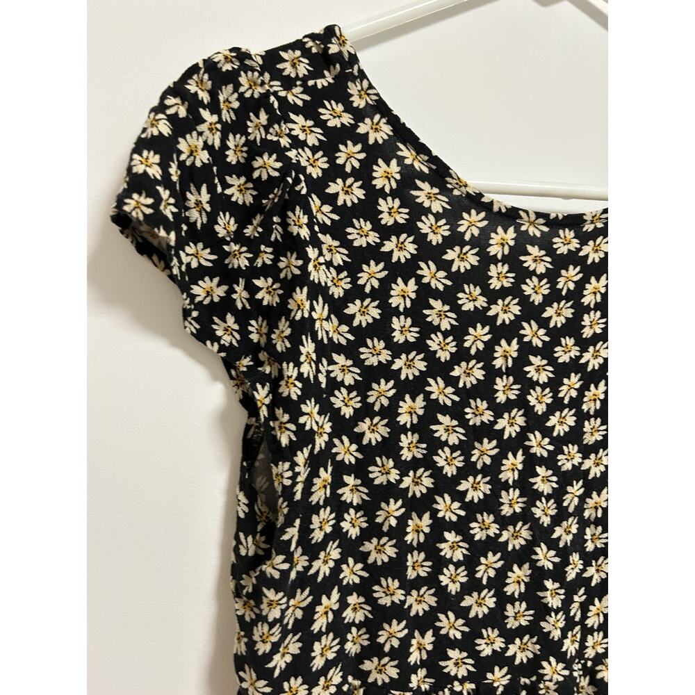 American Eagle Daisy Dress Small Ruffle Tiered Boho Cottage Black Short - Picture 2 of 8